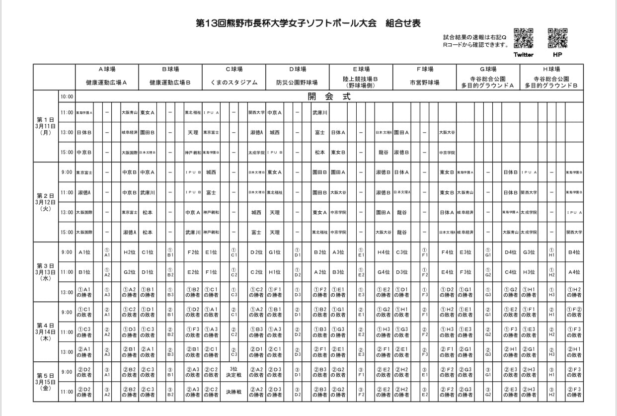 【女子】熊野市長杯 日程変更のお知らせ
